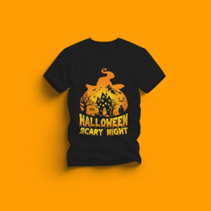 Camiseta Halloween Scary Night Haunty House Design