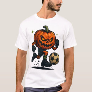 Camiseta Halloween Scary Pumpkin Showing Soccer Skills Spoo