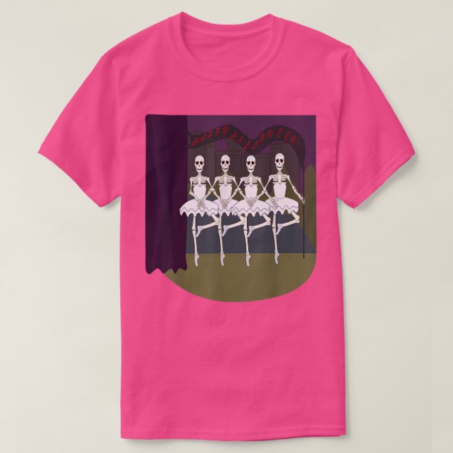 Camiseta Halloween Scary Spooky Dancing Ballerina Skeletons (Diseño del anverso)