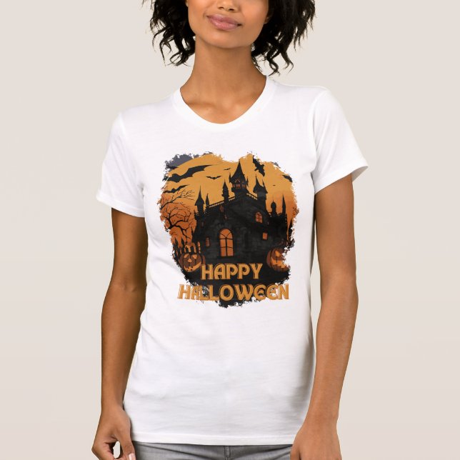 Camiseta Halloween-Schloss unter Mondlicht (Anverso)