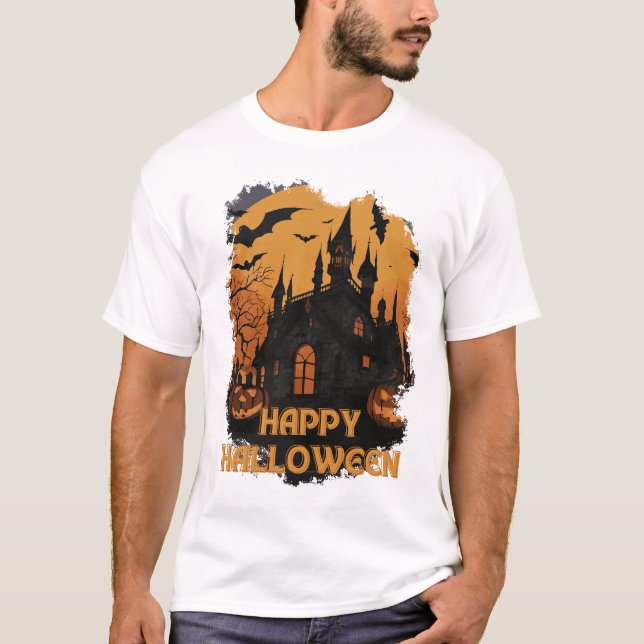 Camiseta Halloween-Schloss unter Mondlicht (Anverso)