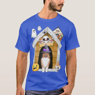 Camiseta Halloween Shetland Sheepdog Dog Witch Haunted Hous