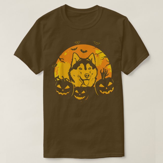 Camiseta Halloween Siberian Husky Jack O Lantern Dog Pumpki (Diseño del anverso)