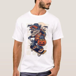 Camiseta Halloween Skate Wolf T-Shirt