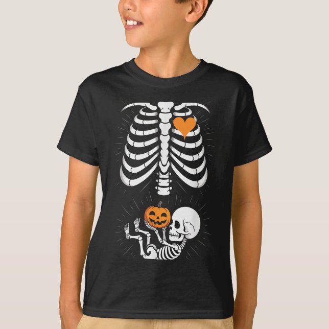 Camiseta Halloween Skeleton Baby Rib Cage Maternity Pregnan (Anverso)