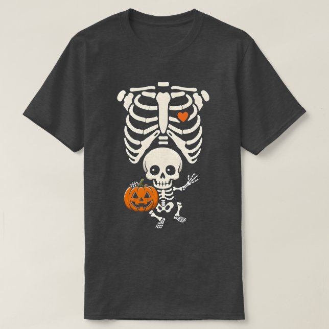 Camiseta Halloween Skeleton Baby Rib Cage Maternity Pregnan (Diseño del anverso)