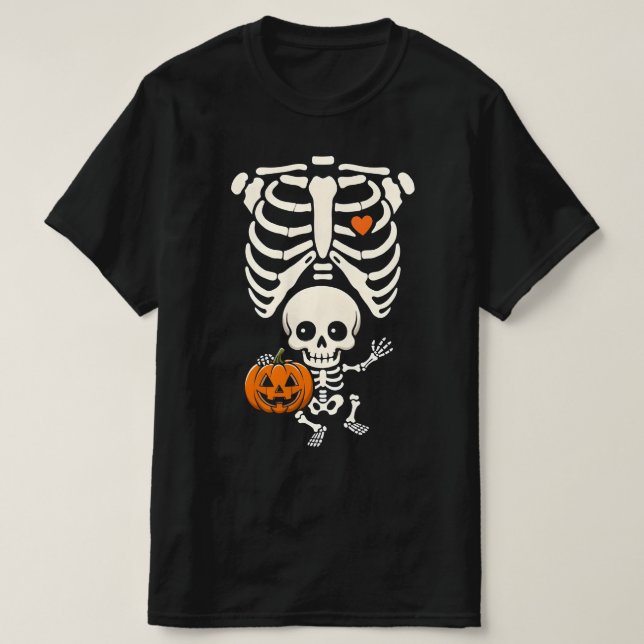 Camiseta Halloween Skeleton Baby Rib Cage Maternity Pregnan (Diseño del anverso)