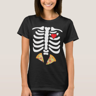 Camiseta Halloween Skeleton Belly de comida basura Pizza T
