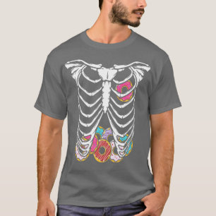 Camiseta Halloween Skeleton Body Donuts Funny