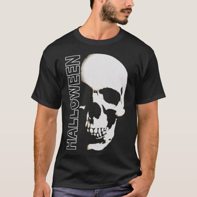Camiseta Halloween - skeleton cara atemorizante Pullover Ho (Anverso)