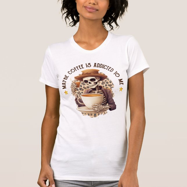 CAMISETA HALLOWEEN SKELETON CON CAFÉ (Anverso)