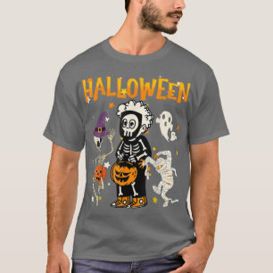 Camiseta Halloween Skeleton Cute Kids 2021 Funny Pumpkin Re