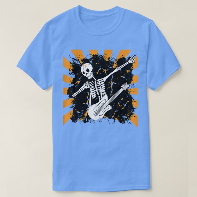 Camiseta Halloween Skeleton Dab Guitar 1567 (Diseño del anverso)