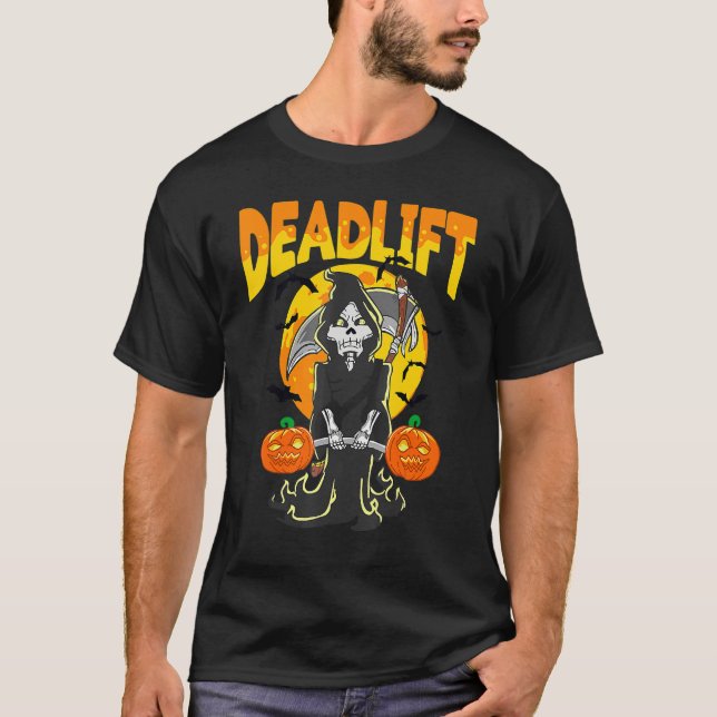 Camiseta Halloween Skeleton Deadlift Bodybuilder Wi (Anverso)