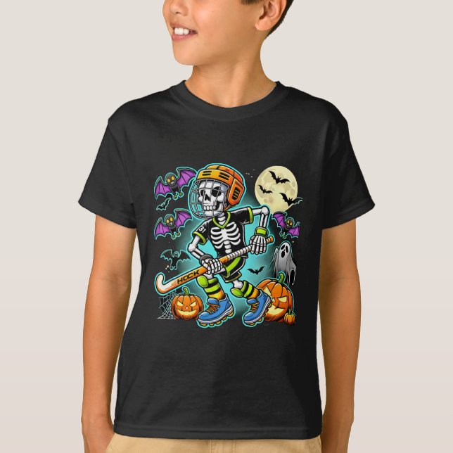 Camiseta Halloween Skeleton Field Hockey  (Anverso)