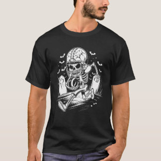 Camiseta Halloween Skeleton Football Player Spooky Sports