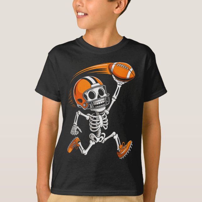 Camiseta Halloween Skeleton Funny Football Shirt For Teens  (Anverso)