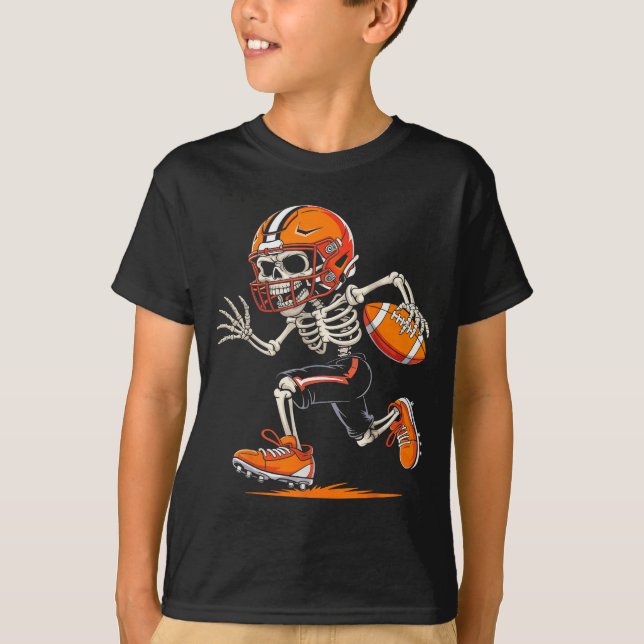 Camiseta Halloween Skeleton Funny Football Shirt For Teens  (Anverso)