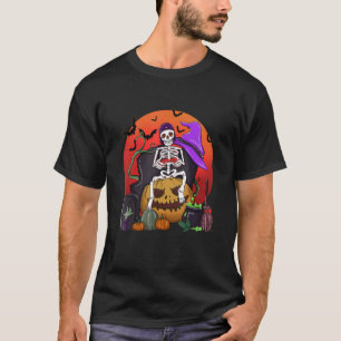 Camiseta Halloween Skeleton Gamer con controlador Graveyard