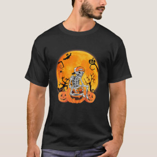 Camiseta Halloween Skeleton Gamer Jugando Videojuego