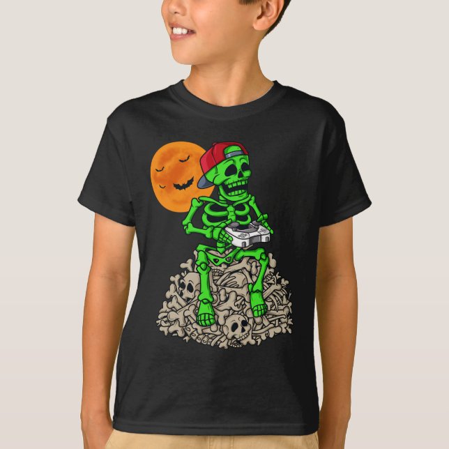 Camiseta Halloween Skeleton Gamer Niños Jornadas de Adolesc (Anverso)