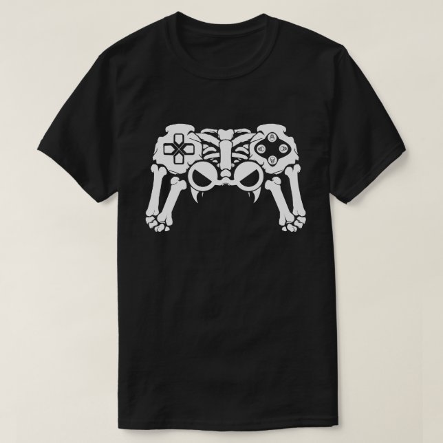 Camiseta Halloween Skeleton Gamer Video Game Controller (Diseño del anverso)