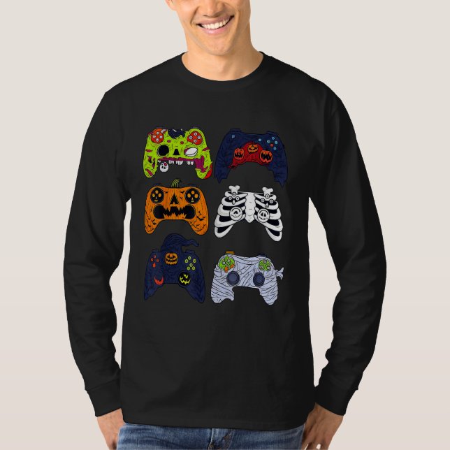 Camiseta Halloween Skeleton Gaming Controllers Zombie Mummy (Anverso)
