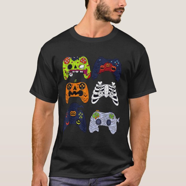 Camiseta Halloween Skeleton Gaming Controllers Zombie Mummy (Anverso)