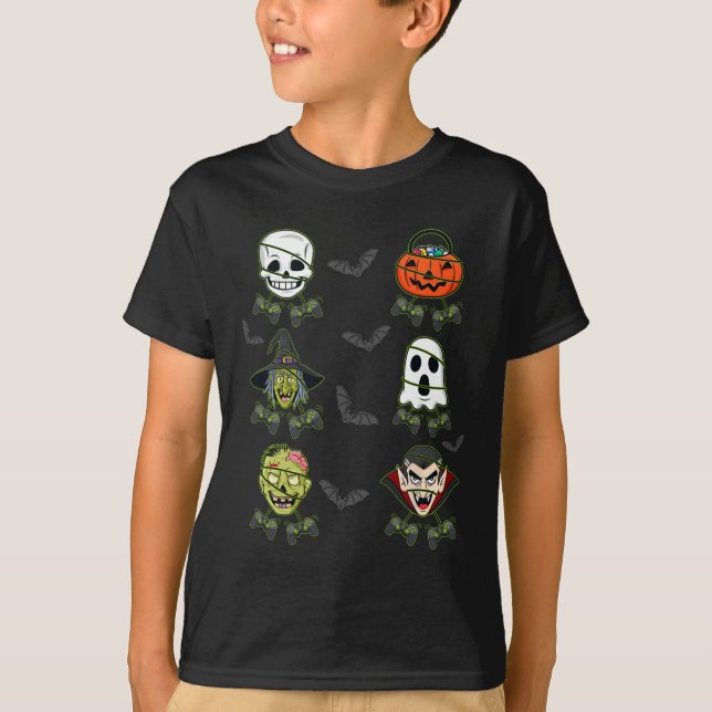 Camiseta Halloween Skeleton Gaming Witch Vampiro Zombie Boy (Anverso)