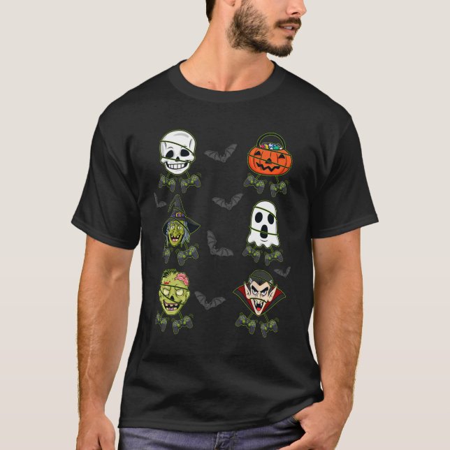 Camiseta Halloween Skeleton Gaming Witch Vampiro Zombie Boy (Anverso)