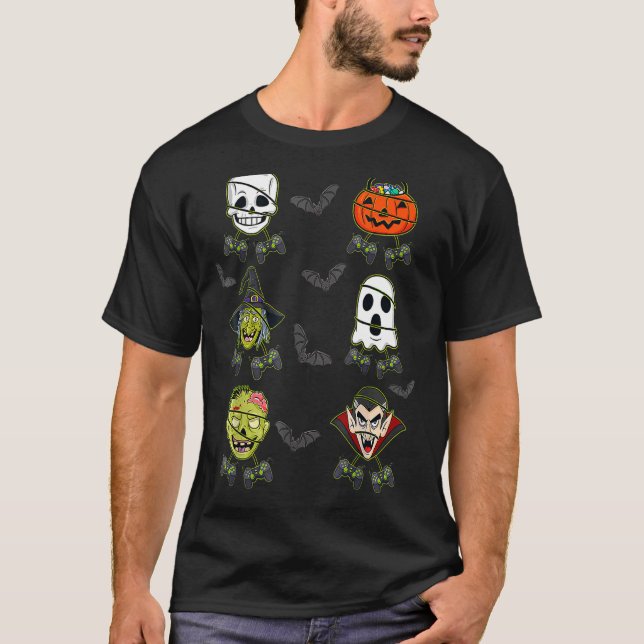 Camiseta Halloween Skeleton Gaming Witch Vampiro Zombie Boy (Anverso)