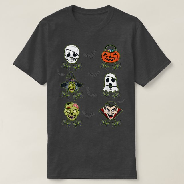 Camiseta Halloween Skeleton Gaming Witch Vampiro Zombie Boy (Diseño del anverso)
