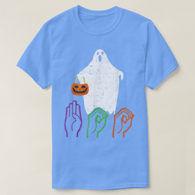 Camiseta Halloween Skeleton Hand American Rótulo Language (Diseño del anverso)