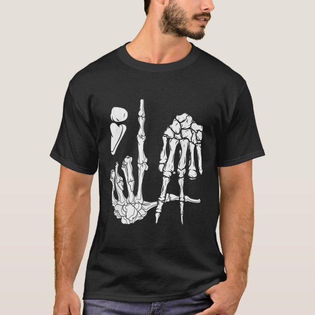 Camiseta Halloween Skeleton Hand Comma La Puntuación Kamal (Anverso)