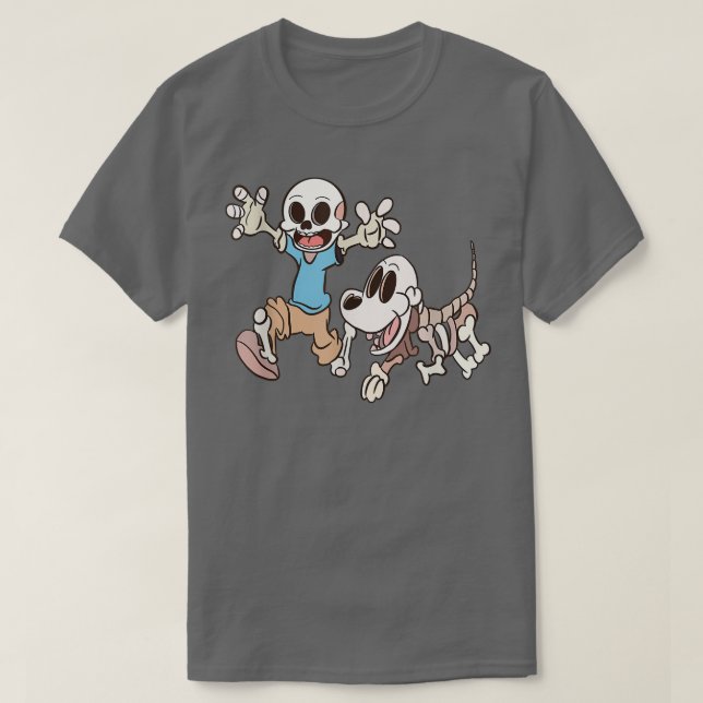 Camiseta Halloween Skeleton Humano y Perro  (Diseño del anverso)