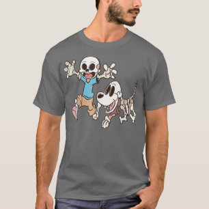 Camiseta Halloween Skeleton Humano y Perro 