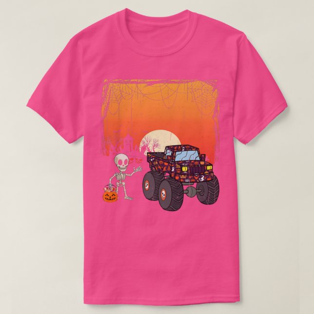 Camiseta Halloween Skeleton Monster Truck Para Niños Hal (Diseño del anverso)