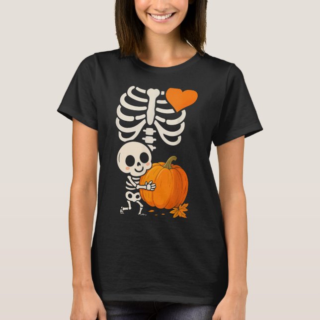 Camiseta Halloween Skeleton Pregnancy Announcement Soky Mom (Anverso)