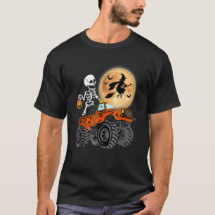 Camiseta Halloween Skeleton Riding Monster Truck Costume Ki