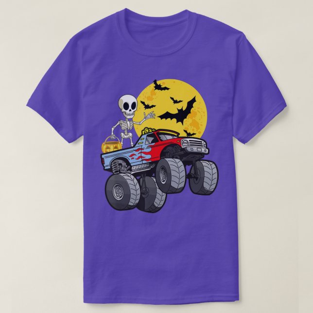 Camiseta Halloween Skeleton Riding Monster Truck Pumpkin Bo (Diseño del anverso)