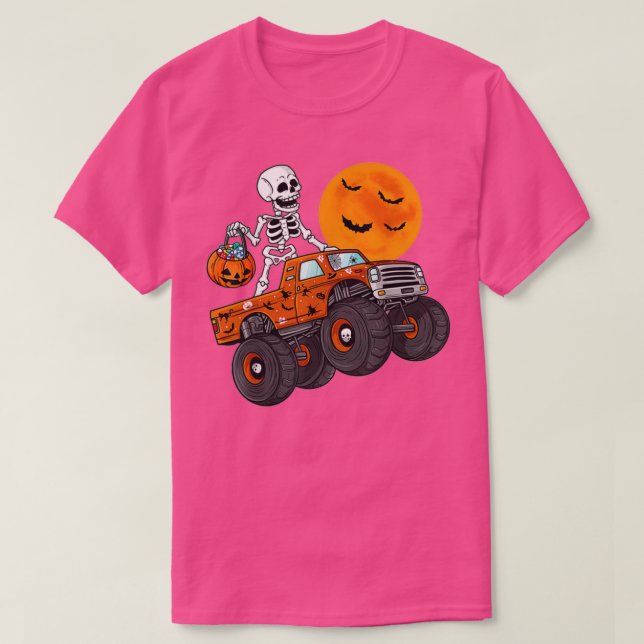 Camiseta Halloween Skeleton Riding Monster Truck Toddler Bo (Diseño del anverso)
