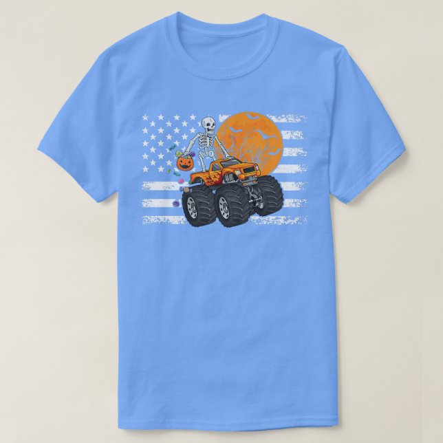 Camiseta Halloween Skeleton Riding Monster Truck Toddler Bo (Diseño del anverso)