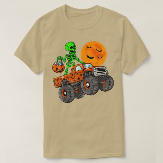 Camiseta Halloween Skeleton Riding Monster Truck Toddler Bo (Diseño del anverso)