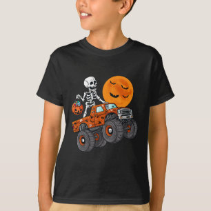 Camiseta Halloween Skeleton Riding Monster Truck Toddler Bo