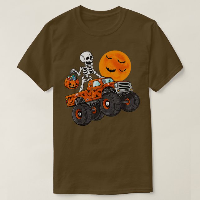 Camiseta Halloween Skeleton Riding Monster Truck Toddler Bo (Diseño del anverso)