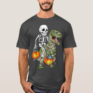 Camiseta Halloween Skeleton Riding Mummy Dinosaur T Re Funn