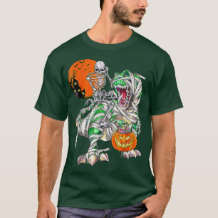 Camiseta Halloween Skeleton Riding Mummy Dinosaur T re Pump