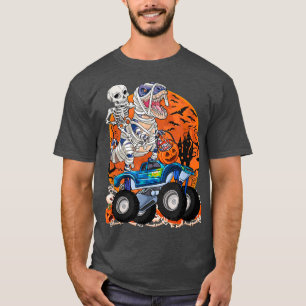 Camiseta Halloween Skeleton Riding Mummy Dinosaur T re Pump