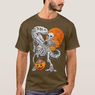 Camiseta Halloween Skeleton Riding Mummy Dinosaur T rex Pum