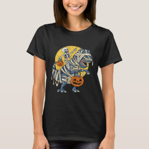 Camiseta Halloween Skeleton Riding Mummy Dinosaur T Rex Pum